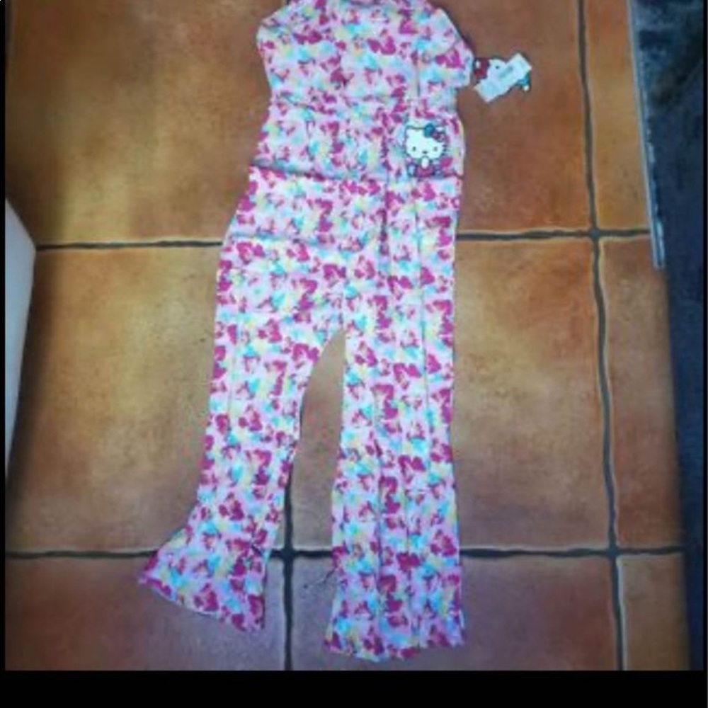 Hello kitty jumpsuit floral Hawaiian style